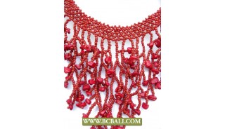 Red Casandra Chockers Fashion Neacklace Beading